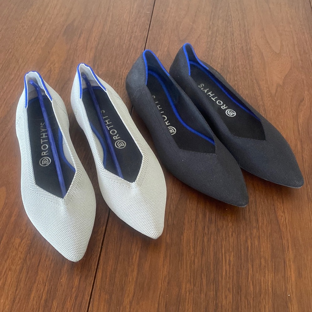 Flax Birdseye and black Rothys point